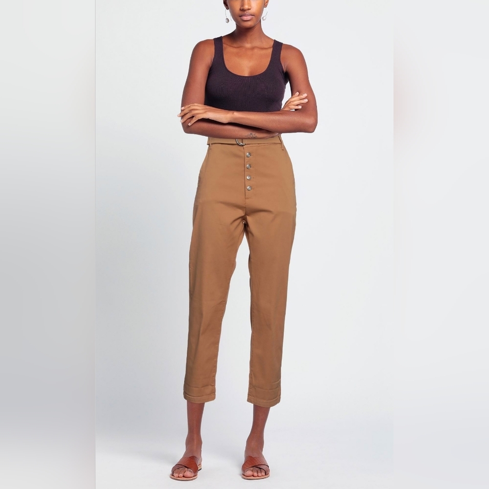 3x1 NYC Vic Cropped Chino Pants 28 Chalet Khaki High Rise Exposed Button Fly